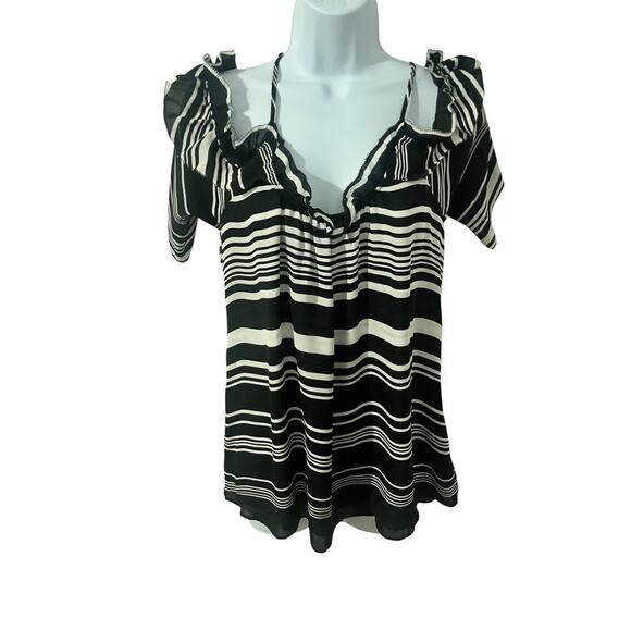 Parker Tops - Black & White Striped Cold Shoulder Top  Parker Size Small (NWT)